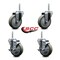 Service Caster 4 Inch Gray Polyurethane Wheel Swivel 34 Inch Threaded Stem Caster Set 2 Brakes SCC SCC-TS20S414-PPUB-34212-2-TLB-2 - alternate 5